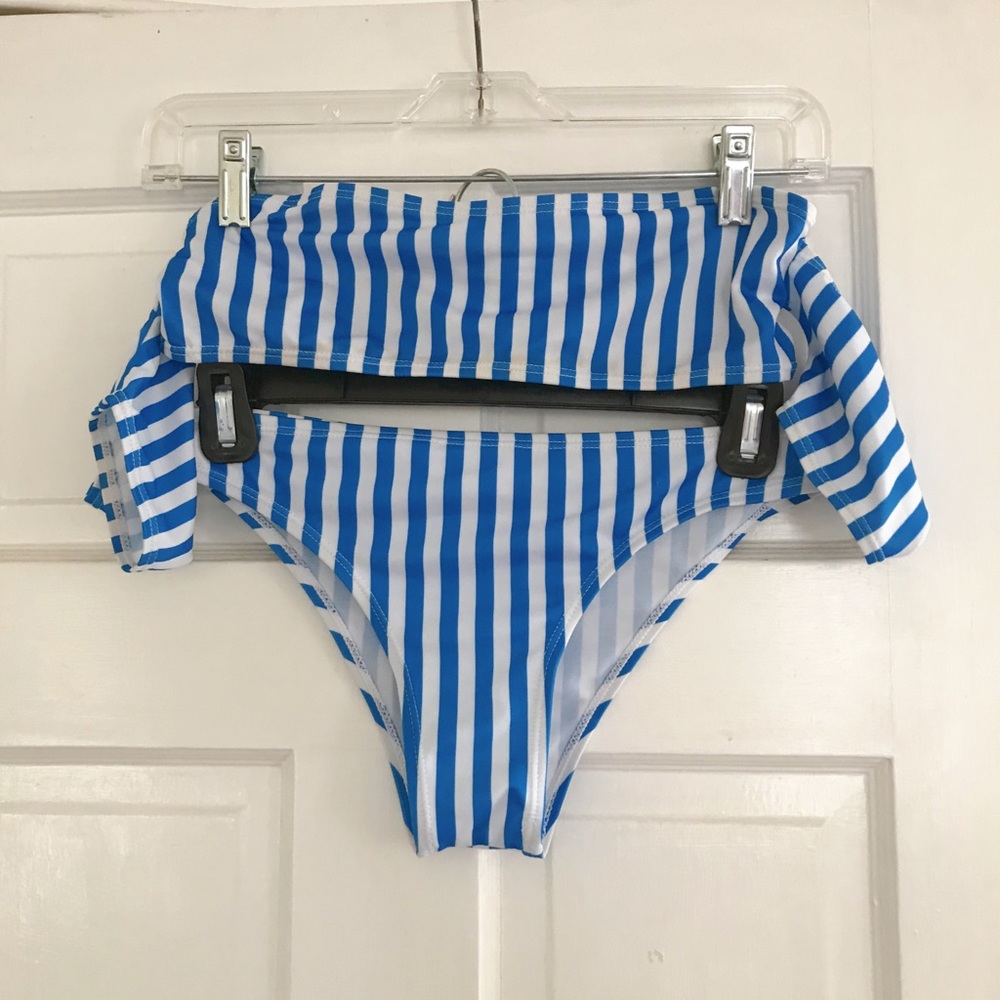 Striped Off-the-Shoulder Bikini